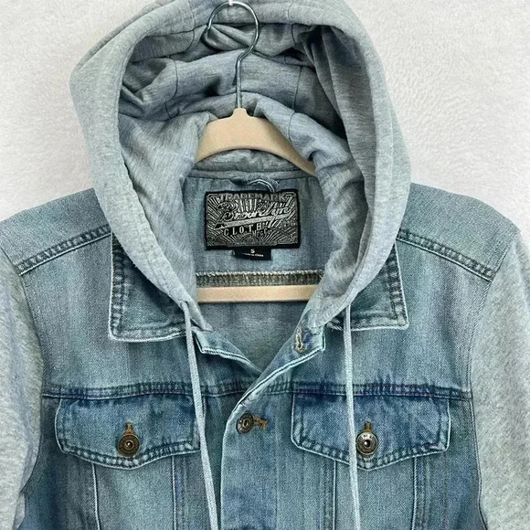 Brooklyn Cloth Men’s Jacket Size Small Blue Denim Hooded Light Wash Sweatshirt - Picture 1 of 12